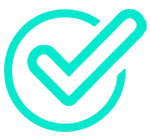 A solid turquoise blue circle with slightly pixelated or jagged edges on a white background.