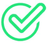 A solid green circle with slightly pixelated edges on a white background.